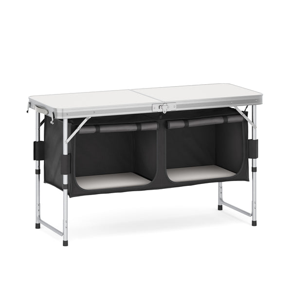 Campingküche höhenverstellbar schwarz 120 x 47 x 55 - 70 cm