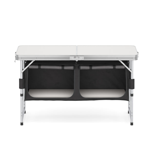 Campingküche höhenverstellbar schwarz 120 x 47 x 55 - 70 cm