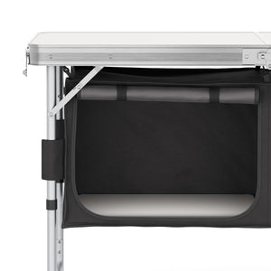 Campingküche höhenverstellbar schwarz 120 x 47 x 55 - 70 cm