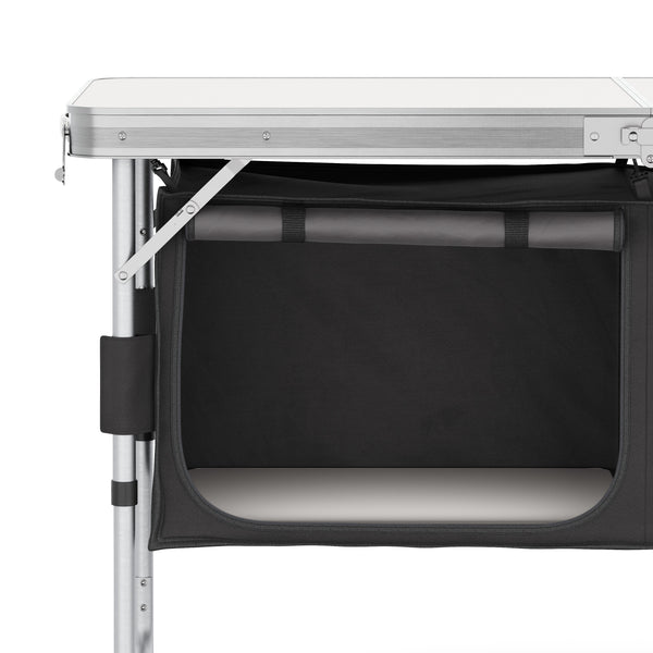 Campingküche höhenverstellbar schwarz 120 x 47 x 55 - 70 cm