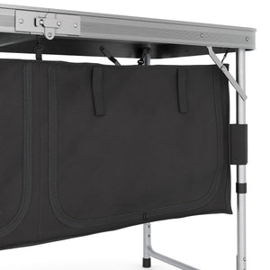 Campingküche höhenverstellbar schwarz 120 x 47 x 55 - 70 cm