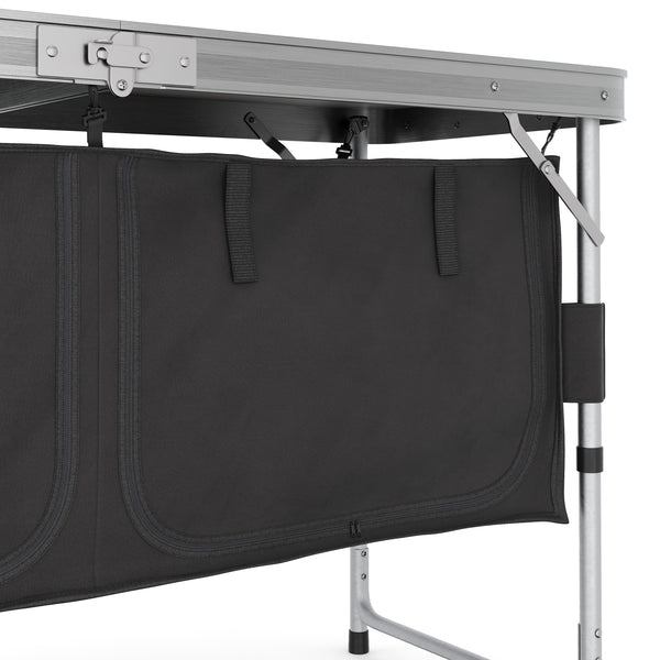 Campingküche höhenverstellbar schwarz 120 x 47 x 55 - 70 cm