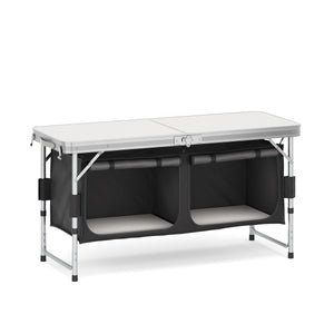 Campingküche höhenverstellbar schwarz 120 x 47 x 55 - 70 cm