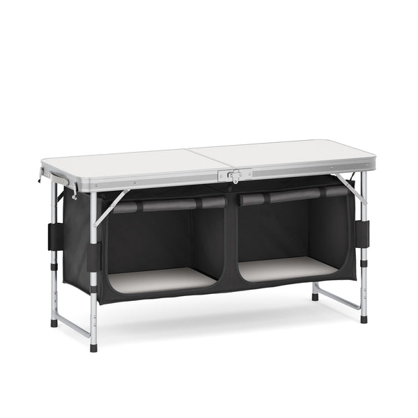 Campingküche höhenverstellbar schwarz 120 x 47 x 55 - 70 cm