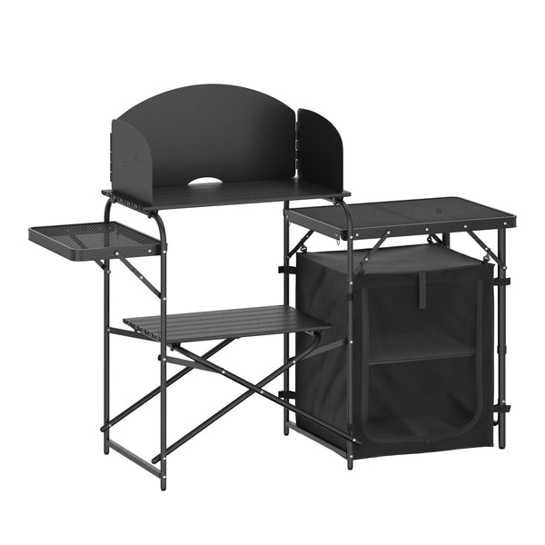 Campingküche schwarz 146 x 46 x 111 cm