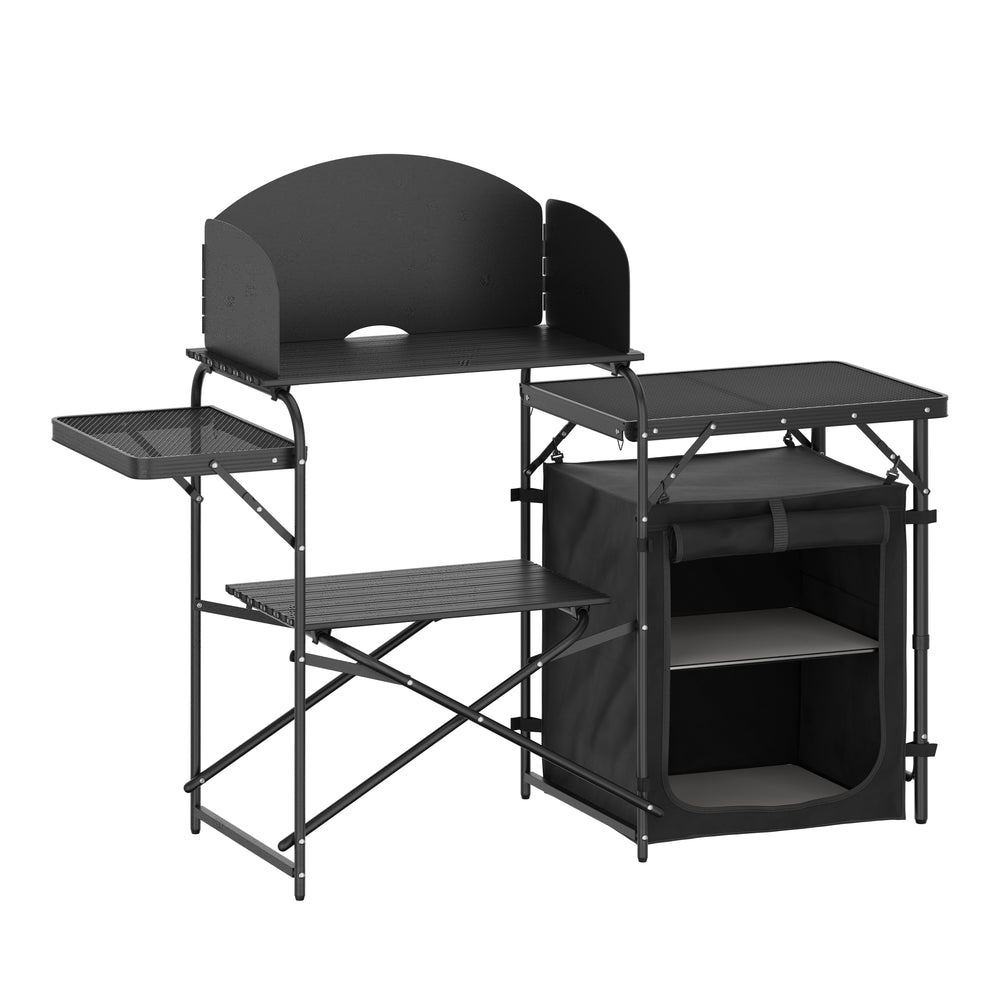 Campingküche schwarz 146 x 46 x 111 cm