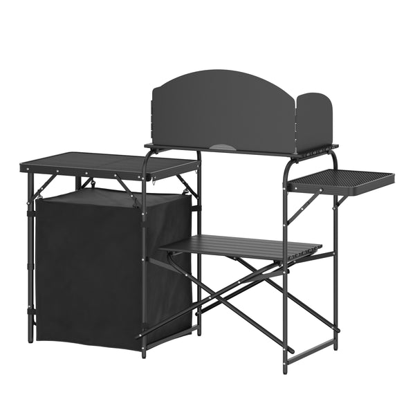 Campingküche schwarz 146 x 46 x 111 cm