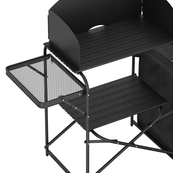 Campingküche schwarz 146 x 46 x 111 cm
