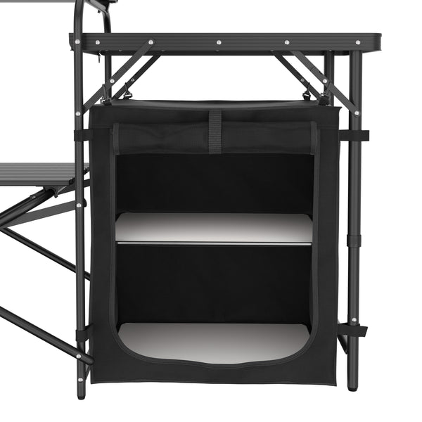 Campingküche schwarz 146 x 46 x 111 cm