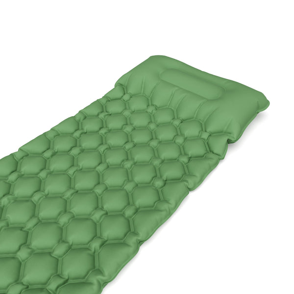 Materassino da campeggio con cuscino 195 x 60 x 5 cm verde