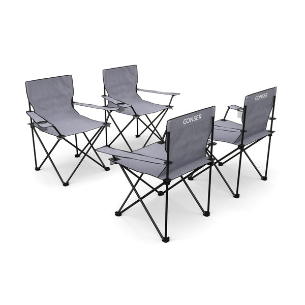 Ensemble de 4 chaises de camping grises