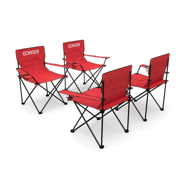 Camping chair set of 4, red