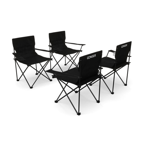 Ensemble de 4 chaises de camping noires