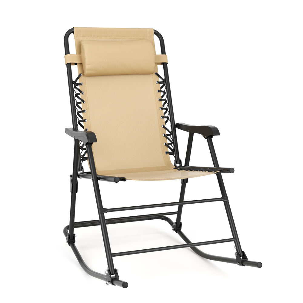 Sedia a dondolo da campeggio ADELAIDE pieghevole beige
