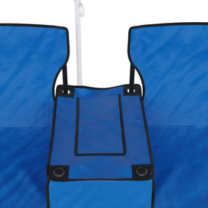 Campingstuhl faltbar 2er Set mit Sonnenschirm und Kühlfach blau