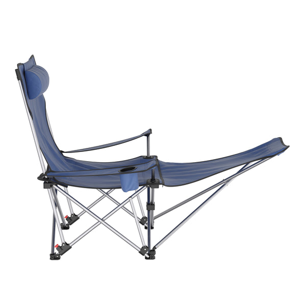 Campingstuhl faltbar ZENDER mit Beinauflage blau