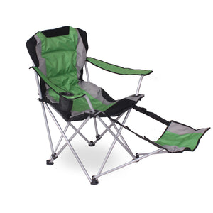 Sedia da campeggio di lusso con poggiapiedi, verde