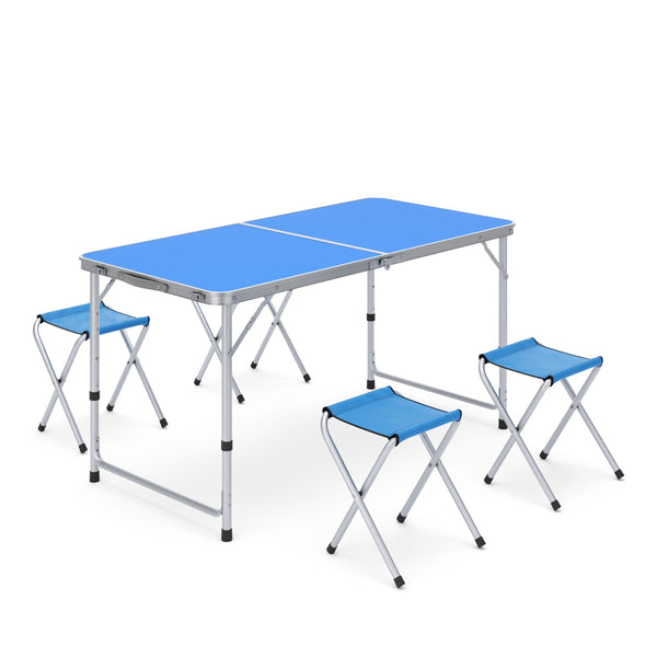 Camping Koffertisch mit 4 Stühlen blau
