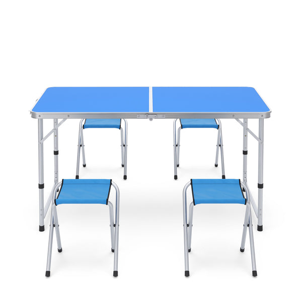 Camping Koffertisch mit 4 Stühlen blau