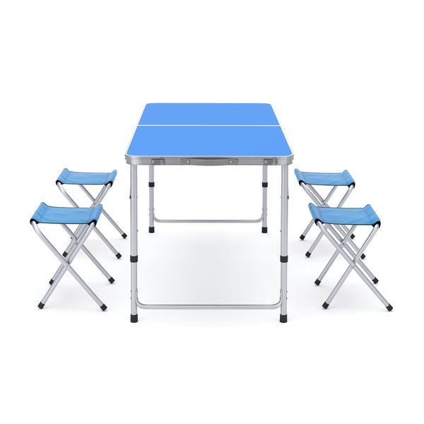 Camping Koffertisch mit 4 Stühlen blau