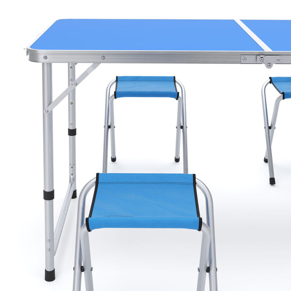 Camping Koffertisch mit 4 Stühlen blau