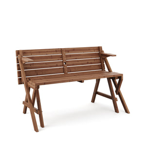 Campingtisch Garnitur Gartenbank Holz 2-in-1