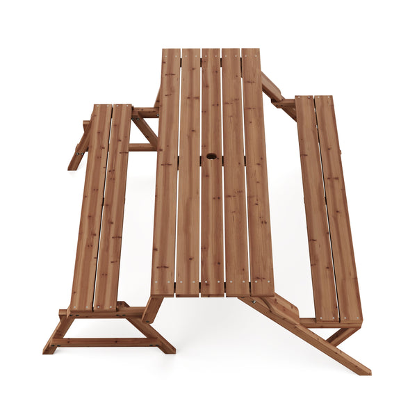 Campingtisch Garnitur Gartenbank Holz 2-in-1