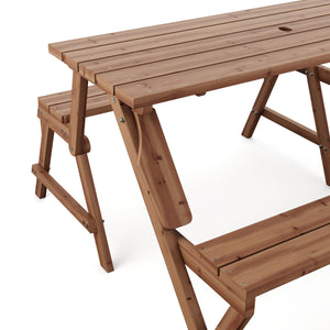 Campingtisch Garnitur Gartenbank Holz 2-in-1