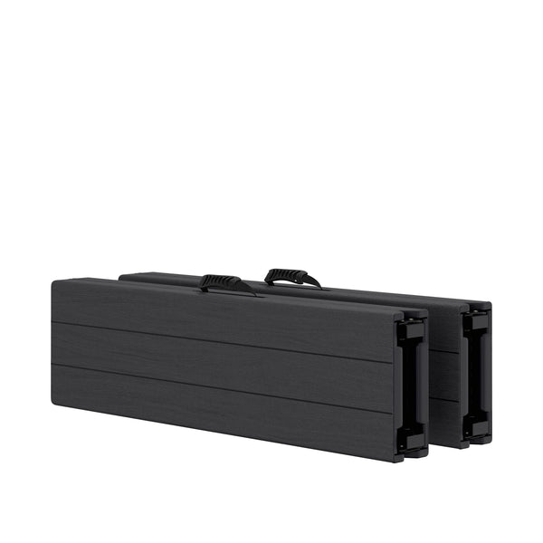 Campingtisch Garnitur klappbar 180 cm Holzoptik schwarz