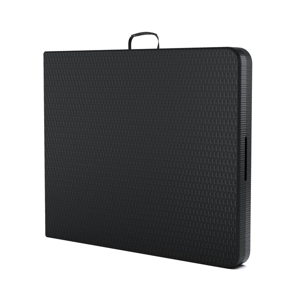 Campingtisch Set klappbar 180 cm Rattanoptik schwarz