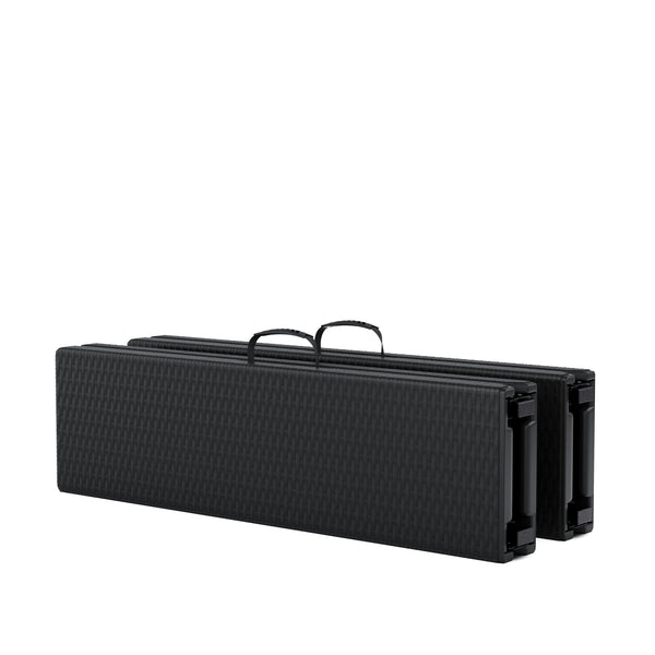 Campingtisch Set klappbar 180 cm Rattanoptik schwarz