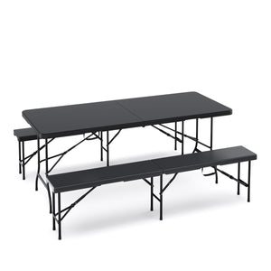 Campingtisch Set klappbar 180 cm schwarz
