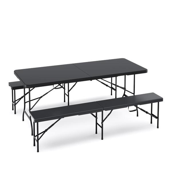 Campingtisch Set klappbar 180 cm schwarz
