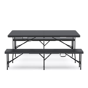 Campingtisch Set klappbar 180 cm schwarz