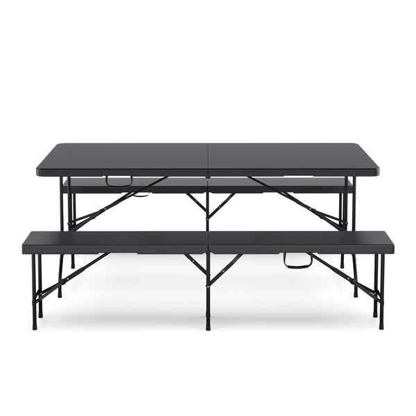 Campingtisch Set klappbar 180 cm schwarz