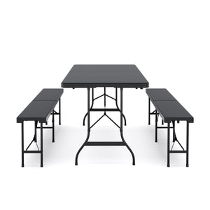 Campingtisch Set klappbar 180 cm schwarz