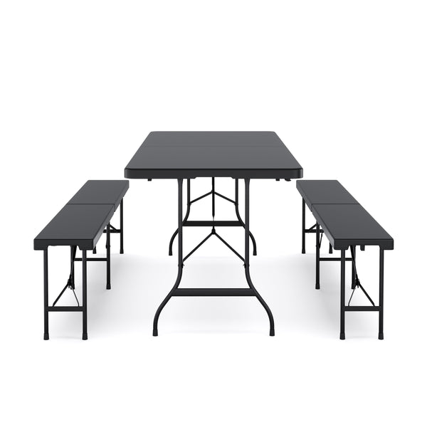 Campingtisch Set klappbar 180 cm schwarz