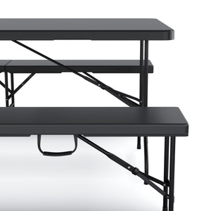 Campingtisch Set klappbar 180 cm schwarz