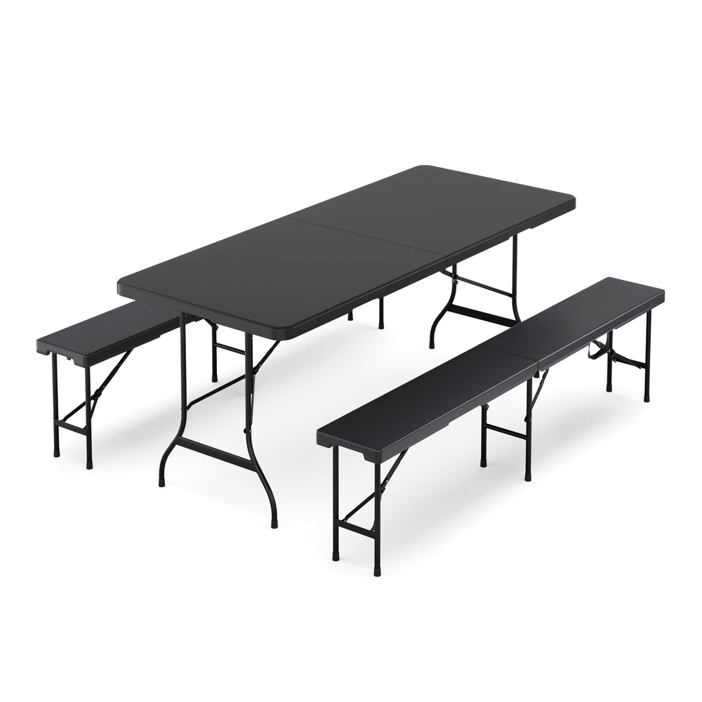 Campingtisch Set klappbar 180 cm schwarz
