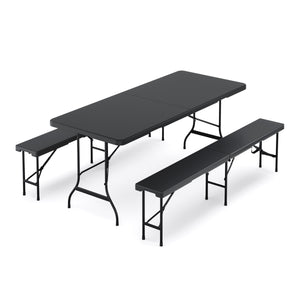 Campingtisch Set klappbar 180 cm schwarz