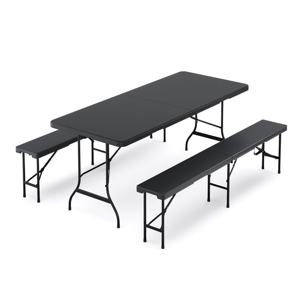Campingtisch Set klappbar 180 cm schwarz