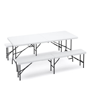Campingtisch Set klappbar 180 cm weiss