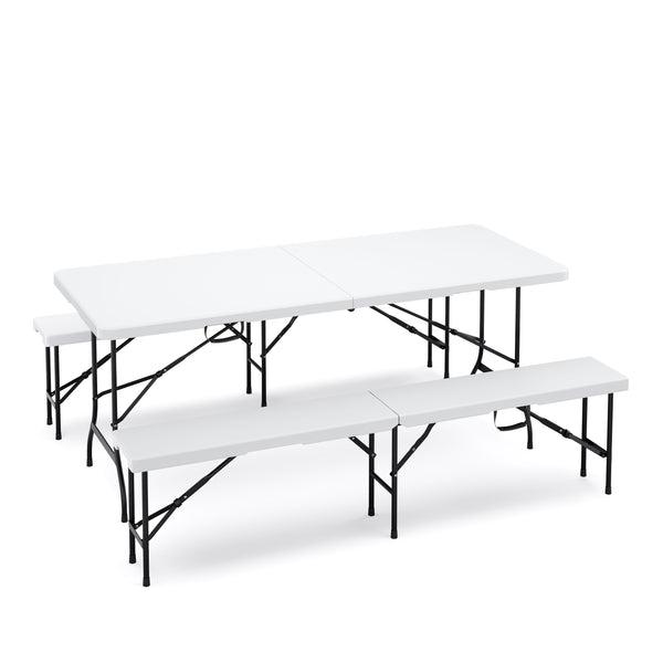 Campingtisch Set klappbar 180 cm weiss