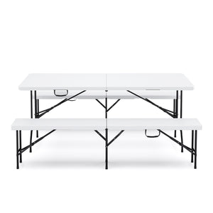 Campingtisch Set klappbar 180 cm weiss