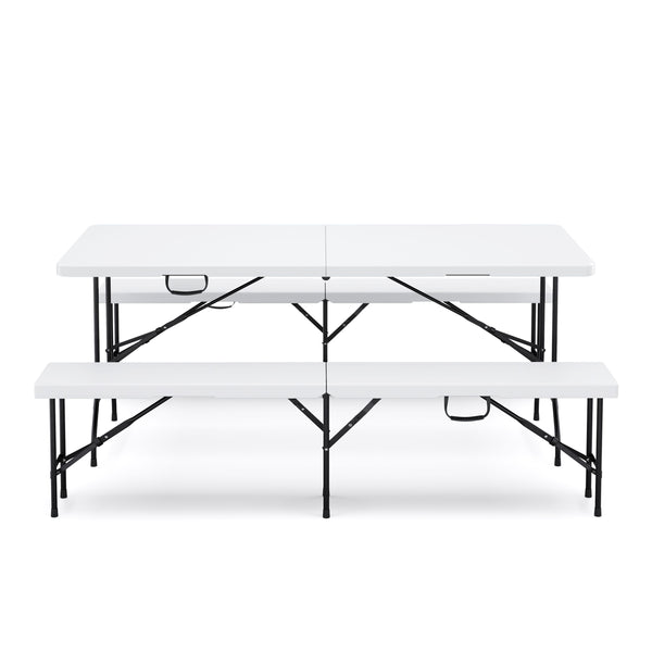 Campingtisch Set klappbar 180 cm weiss