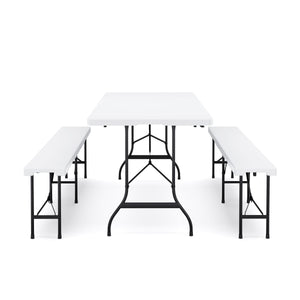 Campingtisch Set klappbar 180 cm weiss