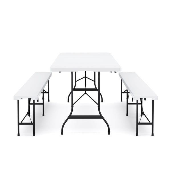 Campingtisch Set klappbar 180 cm weiss