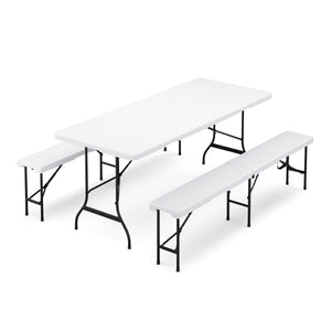 Campingtisch Set klappbar 180 cm weiss