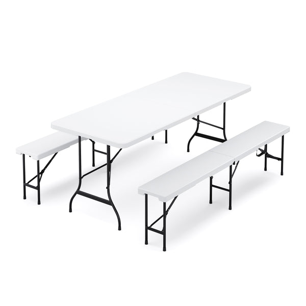 Campingtisch Set klappbar 180 cm weiss