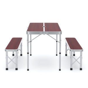 Camping Koffertisch mit 2 Sitzbänken braun